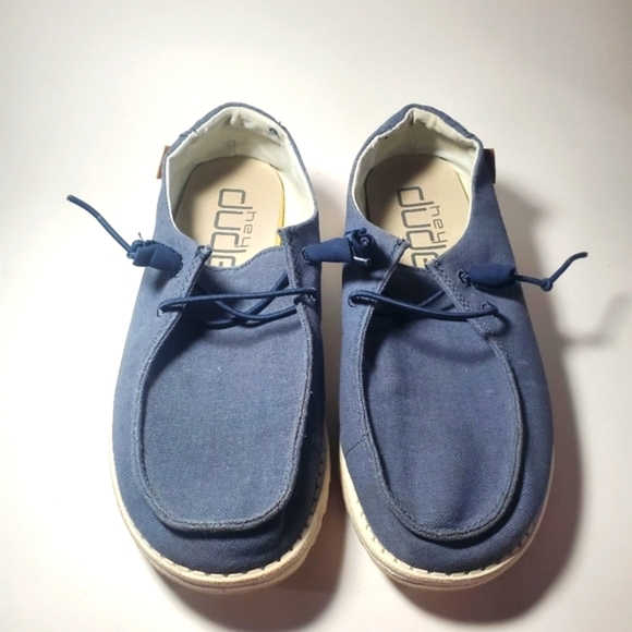Hey Dude Shoes - Hey Dude Wendy Linen Women's 8 Chambray Blend Shoes Lightweight Slip On EUC